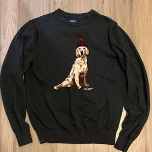 Chaps Charcoal Sweater with Dog Motif